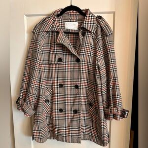 Zara Houndstooth Double-Breasted Trench Coat